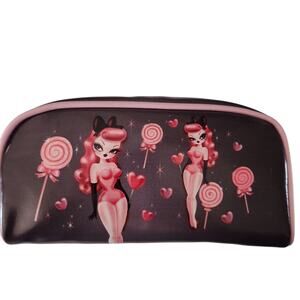 Miss Fluff Heart Lollipop Pinup medium make-up bag - NEW